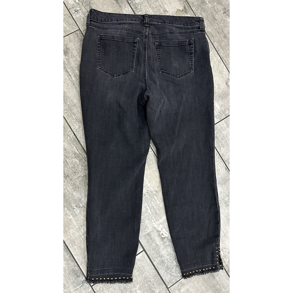 Style&Co Distressed Black Skinny Jeans Frayed Hem Gold Studded Stretch Womens 10 - Picture 4 of 6